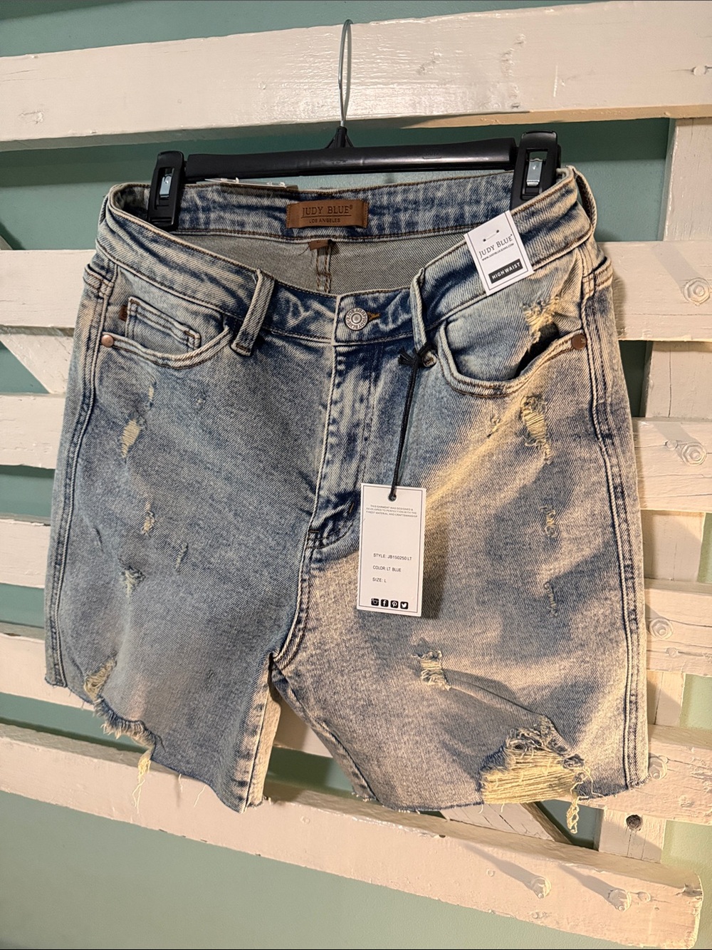 Judy Blue Washed Light Blue Distressed Denim Shorts